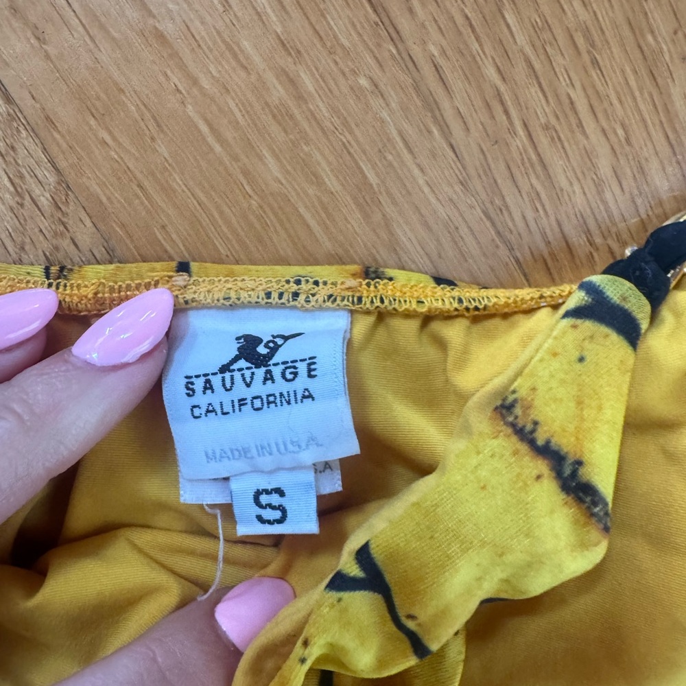 Yellow Patterned Triangle Bikini Set Sauvage - image 5